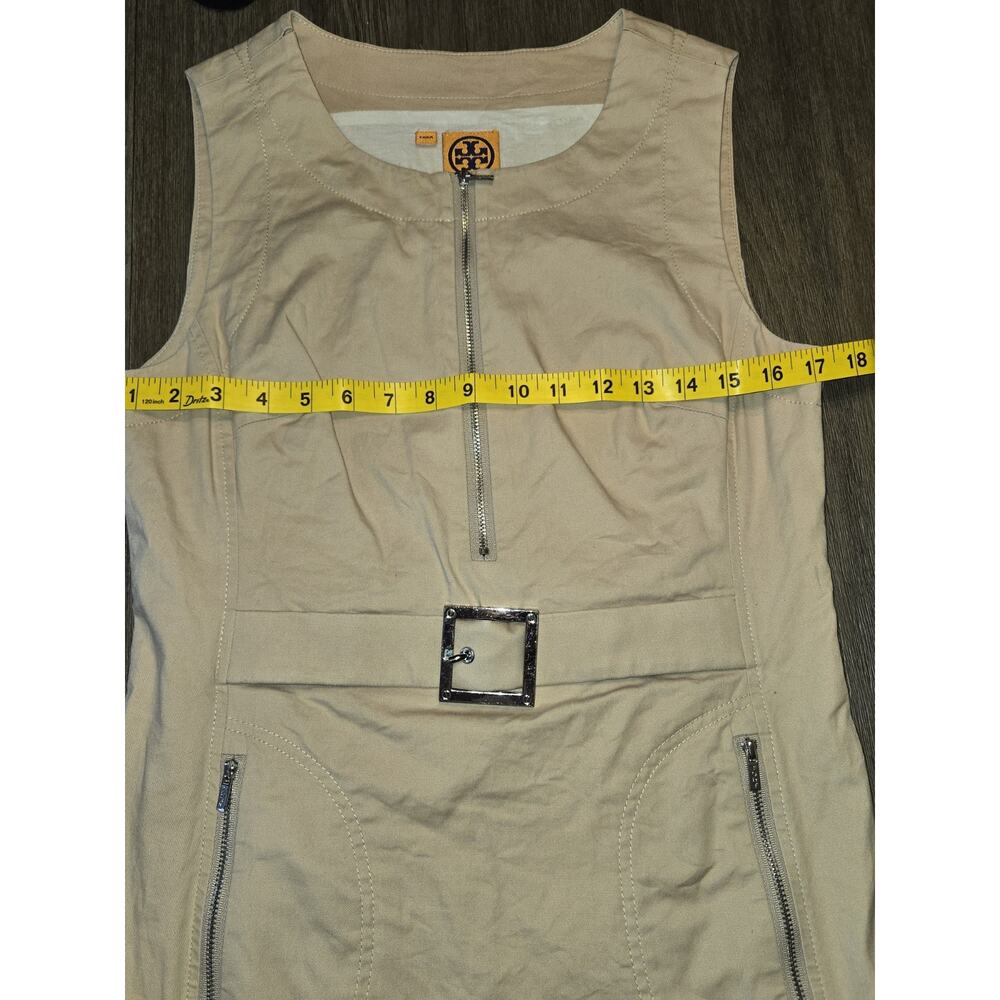 Tory Burch Sheath Dress Womens 8 Linen/Cotton Blend Silver Buckle Zippers. - Picture 7 of 10